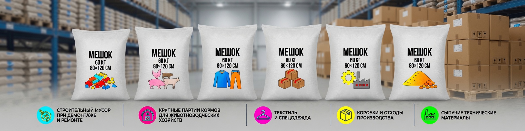 Мешки полипропиленовые на 60 кг